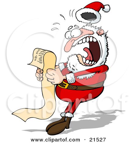 21527-Clipart-Illustration-Of-Santa-Claus-Screaming-In-Shock-While-Reading-A-Long-Wish-List-From-A-Child.jpg